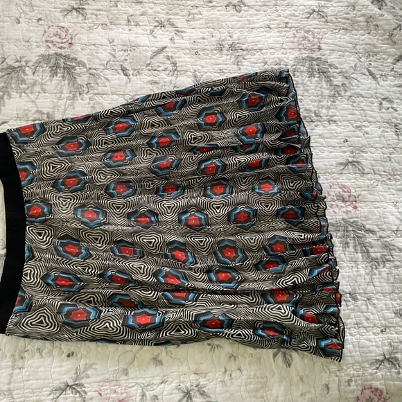LAPIS Pleated Flare Skirt Size XL Geometric Print Lined Sheer Multi Colored - Picture 3 of 5